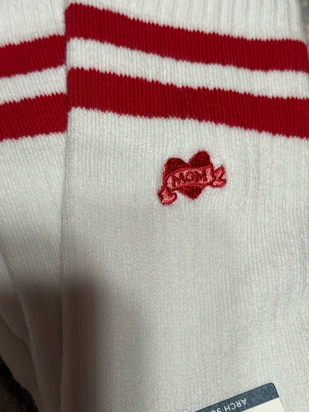 American Eagle Outfitters White Crew Socks with Red Stripes - Picture 3 of 4